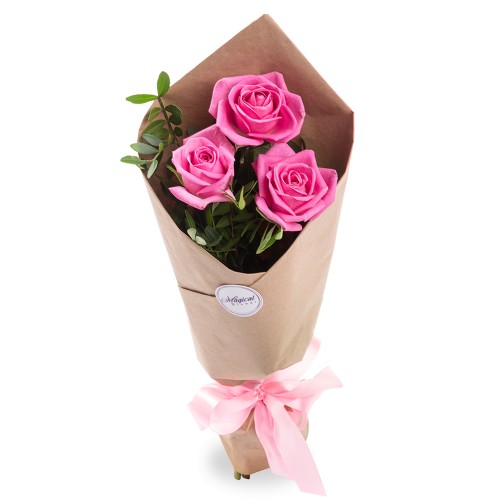 Купить на заказ Букет из 3 розовых роз с доставкой в Аральске